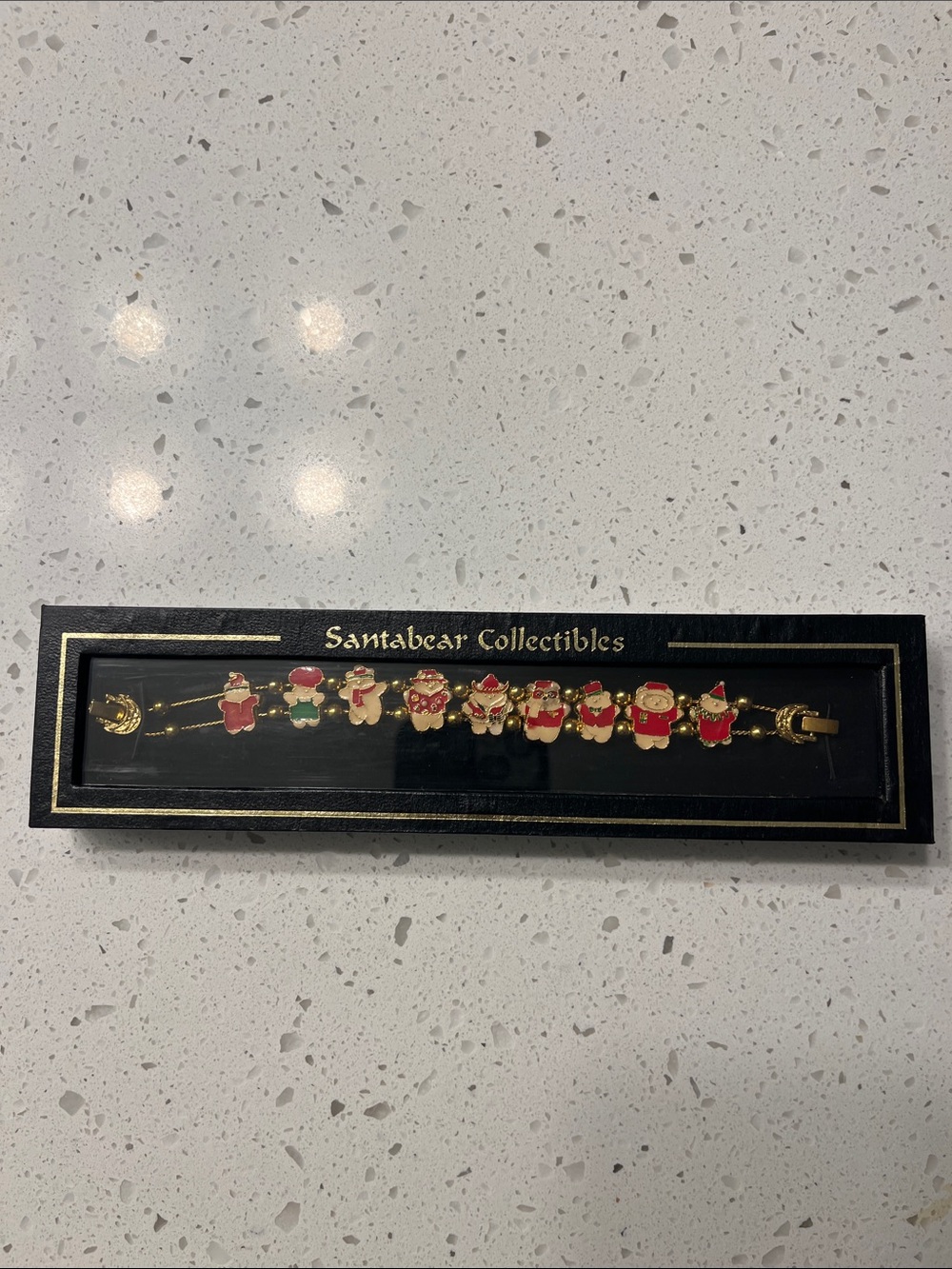 Vintage Santabear Collectibles Enamel Slide Charm Bracelet NIB